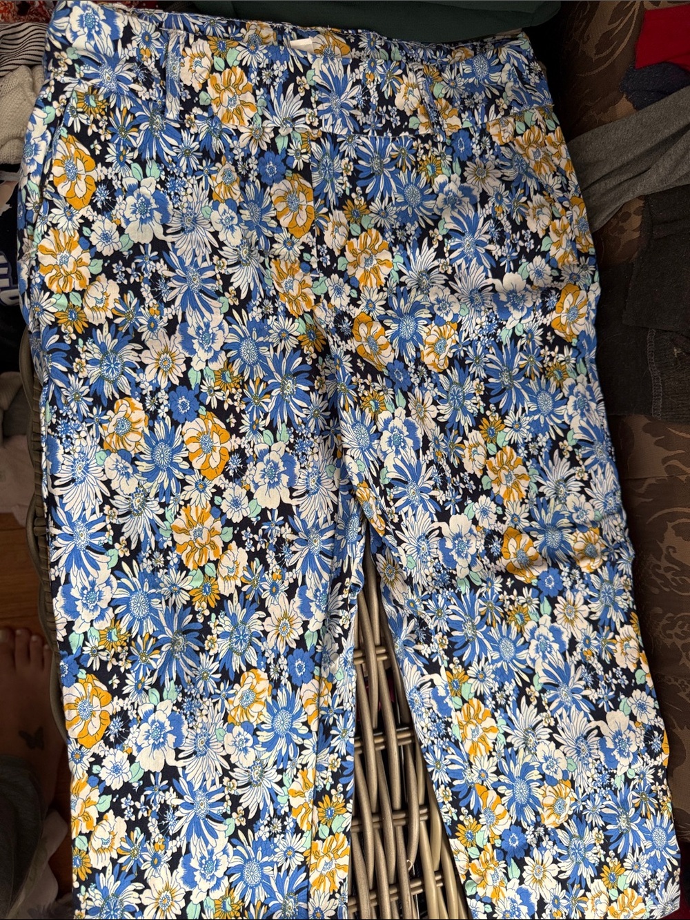 Jules & Leopold Blue, Yellow & White Floral womens stretch pant